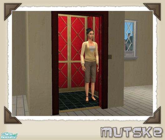 Sims 2 — Elevator recolor  04 by Mutske — Set of elevator recolors, in matching Maxis Wallpaper.