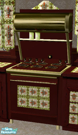 Sims 2 — Victorian Kitchen - Cherry Stove by Simaddict99 — recolor of Arenaria's antique stove to match