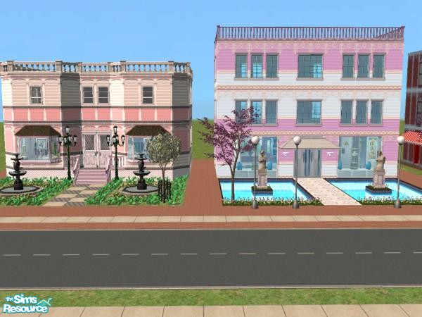 Sims 2 — Boutique Boulevard by c_literati — A row of Victorian buildings converted into shops. Ready to purchase or just