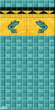 Sims 2 — Teal Tile Kokopelli Walls by 404Savant — Coordinates with the Kokopelli Kitchen and Bath sets. 
