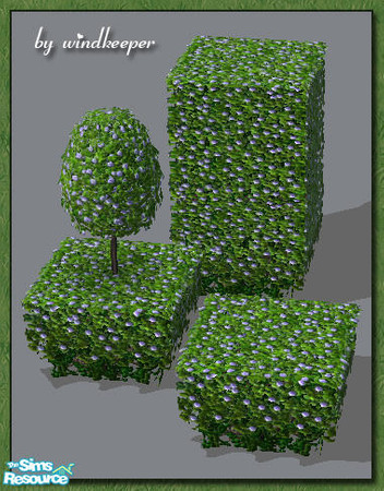 Sims 2 — Plastic hedge - blue flowers by Windkeeper — Recolor of "Plastic hedge" file from this set. Requires