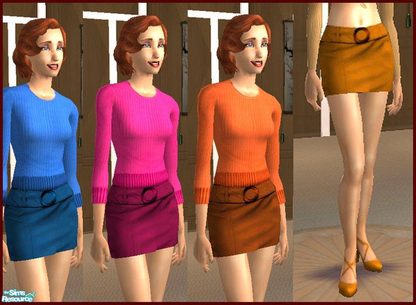 Sims 2 — Leather Micro Mini Skirt by GloryBe — These are the skirt that match the 3/4 sweater tops for adults and young