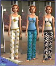 Sims 2 — Pyjama Party by Moza — Three comfy pairs of pjs for your adult and young adult sims, using the baggy pj mesh