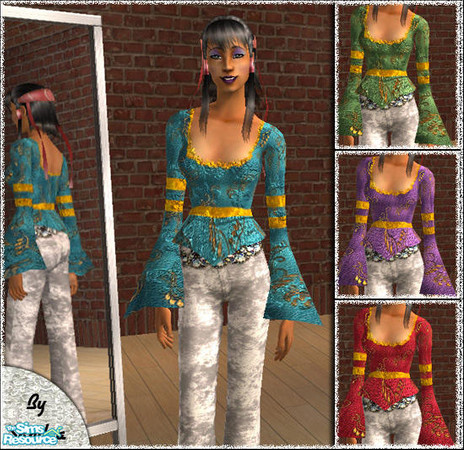 Sims 2 — Fashion Tops by camelia111 — 4 tops for adults. Requires mesh by Shannara_Simfashion.