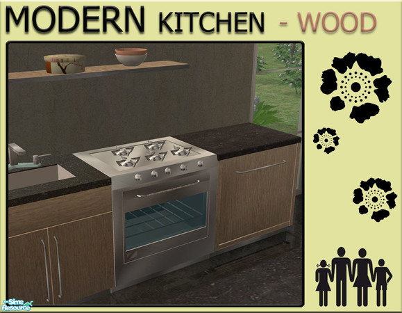 Sims 2 — Kitchen wood recolor - Stove by linegud — A recolor for my Modern kitchen.... **TSRAA**