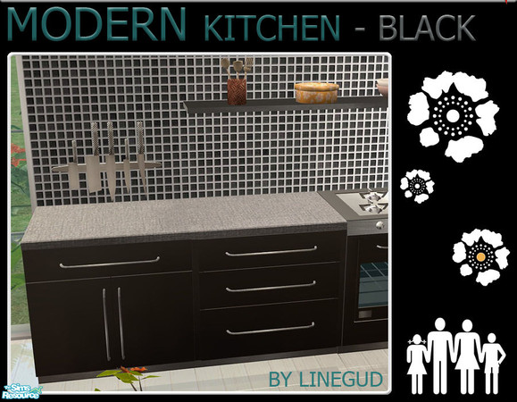 Sims 2 — Modern kitchen - black recolor - counter by linegud — A recolor for my modern kitchen.... **TSRAA**