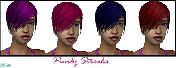 Sims 2 — Punkz Streaks by Malitia — Hair style's available for Adults and Young Adults. Requires Open for Business.