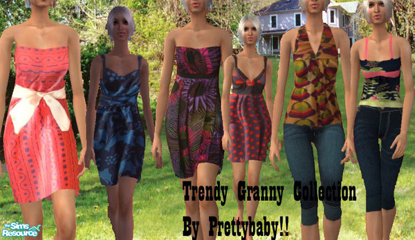 Sims 2 — Trendy Granny Collection by pretty_baby — A set of 7 Outfits for that Hip Elder!! No mesh is required. 