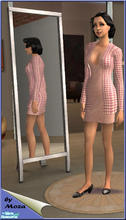 Sims 2 — Pink Check jacket and dress by Moza — Pink check jacket, with matching dress, for a softer business look.