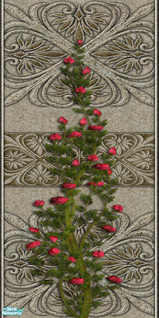 Sims 2 — Stone Wall 1 with Roses by camelia111 — Part of Extrerior Collection IV