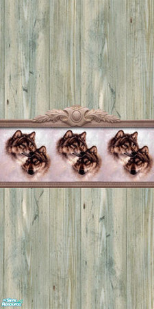 Sims 2 — Wolf Paneling light by calienrealmscat — Light colored paneling with a centered wolf border 