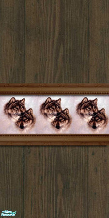 Sims 2 — Wolf paneling Dark by calienrealmscat — Dark Wood paneling with a wolf border.