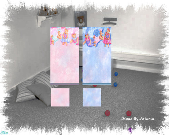 Sims 2 — Fairy Teddy Bears by Astarta — Fairy Teddy Bears wall and floor set for the nursery.