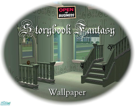 Sims 2 — Green Wallpaper by Cyclonesue — REQUIRES OPEN FOR BUSINESS! Part of a set of build mode objects to match the