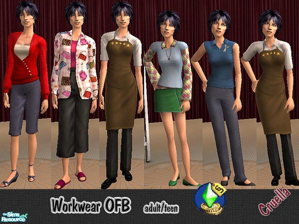 Sims 2 — am_WorkwearOFB by Cruella — Workwear for adult and teen women. Nice outfits for shop employees, beauty shops,