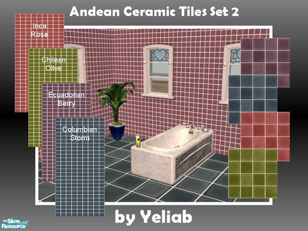 Sims 2 — Andean Ceramic Tiles by Yeliab — Ceramic Tiles for Walls and Floors in four colours drawn from my Andean Weave