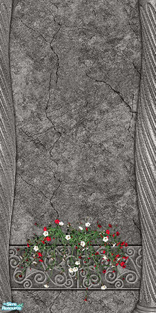 Sims 2 — Stone Wall 3 with Flowers by camelia111 — Part of Exterior Collection II