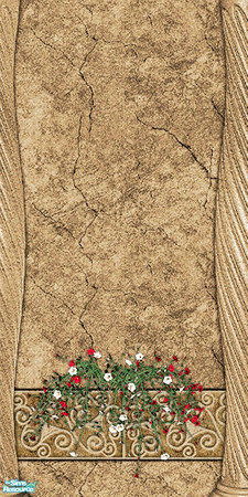 Sims 2 — Stone Wall 2 with Flowers by camelia111 — Part of Exterior Collection II
