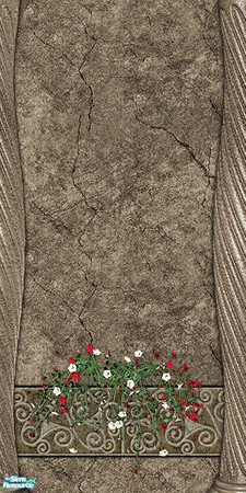 Sims 2 — Stone Wall 1 with Flowers by camelia111 — Part of Exterior Collection II