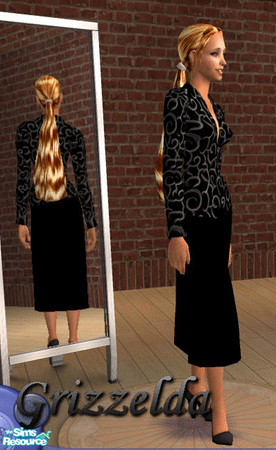 Sims 2 — Black and Silver Jacket and Dress by Grizzelda — Don't forget to grab the mesh; just follow the link below!