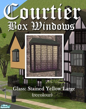 Sims 2 — Courtier Large GLASS (yellow stained) by Cyclonesue — This is the GLASS only (the main frame is separate and can