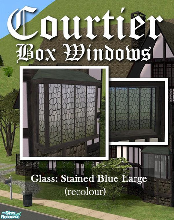 Sims 2 — Courtier Large GLASS (blue stained) by Cyclonesue — This is the GLASS only (the main frame is separate and can