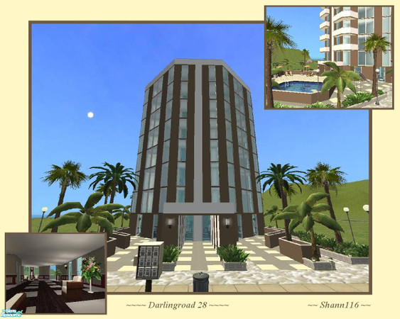 Sims 2 — Darlingroad 28 by Shann116 — A chocolate cream modern 8 floors apartment. 7 rentable units which hase 6 rooms +
