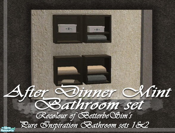 Sims 2 — After Dinner Mint Wall Unit - Towels by Padre — Recolour of the brilliant BetterbeSim Pure Inspiration bathroom