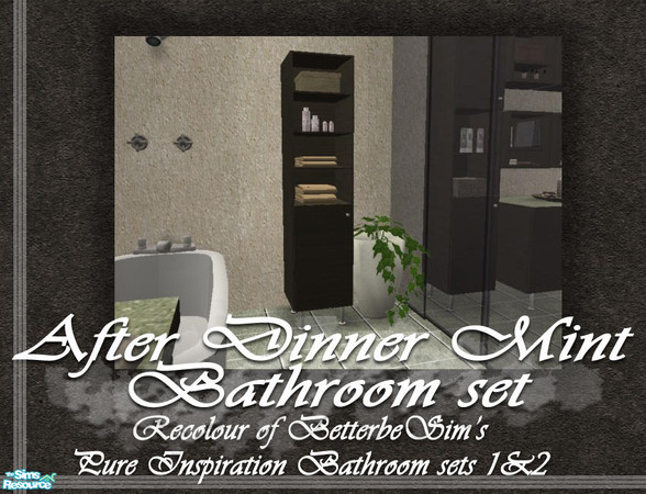Sims 2 — After Dinner Mint Tall Cabinet by Padre — Recolour of the brilliant BetterbeSim Pure Inspiration bathroom sets
