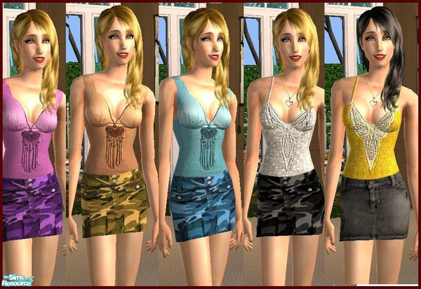 Sims 2 — Cami top set by GloryBe — Cami top for adults and young adults.