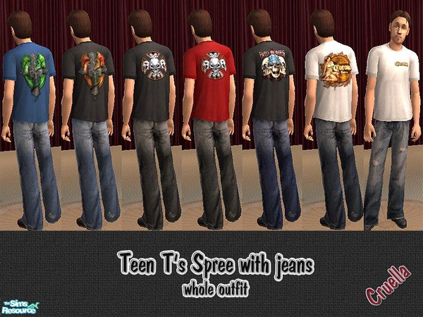 Sims 2 — am_Tspree by Cruella — Novelty T's with trendy jeans, whole outfits for male teens. 