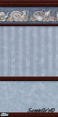 Sims 2 — jbKitchenRalleyBlueWalls231c by Samielle — Beautiful kitchen wallpaper for your kitchen/dining area. Set