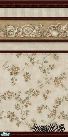 Sims 2 — jbKitchenRalleyBeigeWalls230d by Samielle — Beautiful kitchen wallpaper for your kitchen/dining area. Set