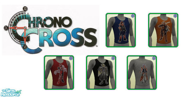 Sims 2 — Chrono Cross Shirts by synfulwyldcat — The Characters from Chrono Cross for teenage Sim Boys. Serge, Karsh,