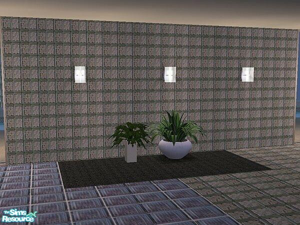 Sims 2 — Glass Brick Wall Set 1 by modfan — A set of a glass brick wall and 3 matching floors