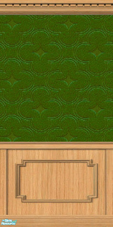 Sims 2 — D2DClover_DCW Clover Light by D2Diamond — Clover textured wallpaper on Double Coffered Wainscoting Lightwood ...
