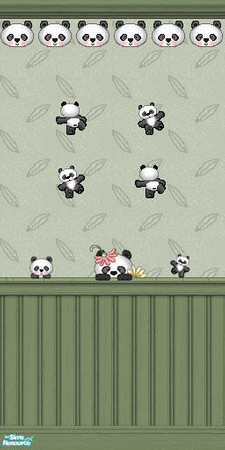 Sims 2 — TL - Panda Grow-Up Half Wall 6 by TabbyLou — Half Wallpaper #6 with decals for the Panda Grow-Up Set. By