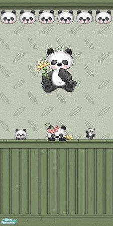 Sims 2 — TL - Panda Grow-Up Half Wall 4 by TabbyLou — Half Wallpaper #4 with decals for the Panda Grow-Up Set. By
