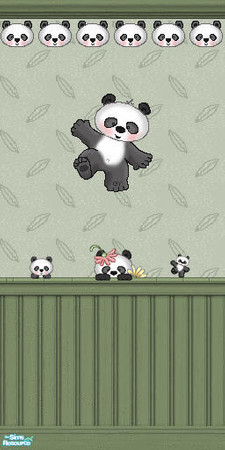 Sims 2 — TL - Panda Grow-Up Half Wall 2 by TabbyLou — Half Wallpaper #2 with decals for the Panda Grow-Up Set. By