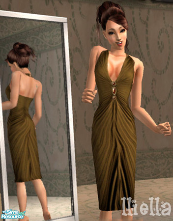 Sims 2 — Cocktail dress - brown by lliella — Dressy outfit that is perfect for cocktail parties, or any fancy dinner