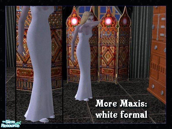 Sims 2 — Maxis Match: White Formal by c_literati — A basic recolor of the strapless Maxis formal in white. 