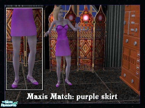 Sims 2 — Maxis Match: Purple Skirt by c_literati — A basic recolor of a Maxis skirt to match the Maxis bustier.