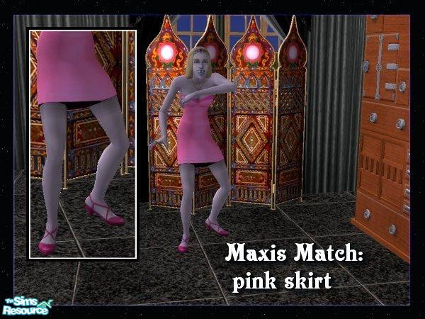 Sims 2 — Maxis Match: Pink Skirt by c_literati — A basic recolor of a Maxis skirt to match the Maxis bustier.