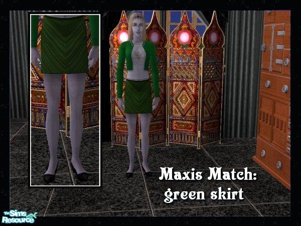 Sims 2 — Maxis Match: Green Skirt by c_literati — A basic recolor of a Maxis skirt to match Maxis tops. 
