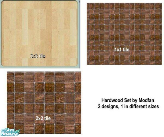Sims 2 — Modfan 3pc Hardwood floors by modfan — A set of 2 harwood floor designs, one design in two different sizes. 