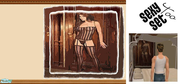 Sims 2 — Sexy Set, Too by Lorah — Here is a mural for those single Sims. Blank wall is $5. and the sexy oil-painted pair