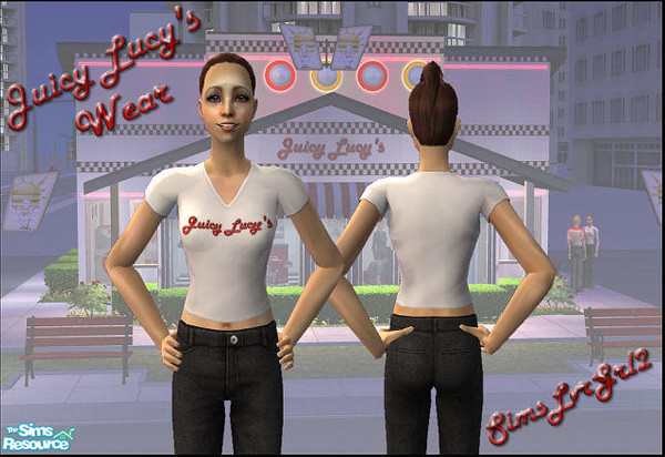 Sims 2 — Juicy Lucy's Drive-In Wear, Female T by SimsLvrGrl — Hot food, good friends, cruising the strip - no better