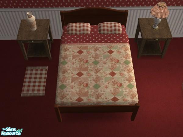 Sims 2 — Vintage Red Bedding by wimpy1968 — A beautiful red quilt. If you look carefully all the fabrics in the room are