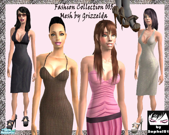 Sims 2 — Fashion Collection 5 by Sophel21 — Set of 4 fashion outfits ***you need the lcmsalvatoreshoes mesh from