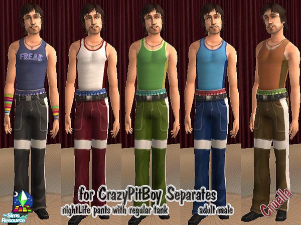 Sims 2 — am_4CrazyPitBoy by Cruella — Nightlife pants with tank separates. Just like the nightlife outfit minus the